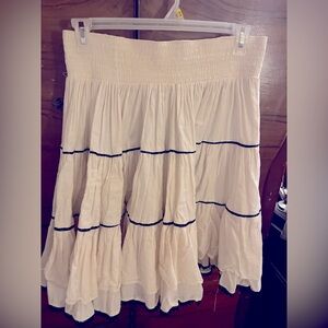 Vintage Zara Cream Skirt with Black Ribbon Accents